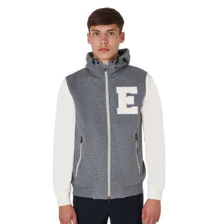 Heren sweatshirt Equestro Institutional tweekleurig met frontale ritssluiting