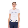 Dames T-shirt Equestro Cannes katoen met strass, korte mouwen - Wit