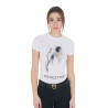 Dames-T-shirt Equestro slim-fit met Moonlight-print, korte mouwen - Wit
