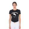 Dames T-shirt Equestro Jumping Horse Club katoen korte mouwen - Zwart