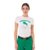 Dames T-shirt Equestro Jumping Horse Club katoen korte mouwen - Wit