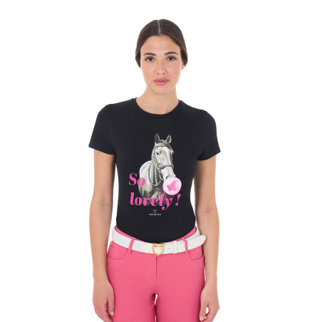 Dames T-shirt Equestro So Lovely van katoen met korte mouwen