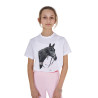 Meisjes T-shirt Equestro Ready To The Party van katoen met strass, korte mouwen - Wit