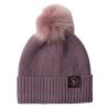 Gebreide kinderbeanie met afneembare pompon Horze Noa - Violet vuursteen