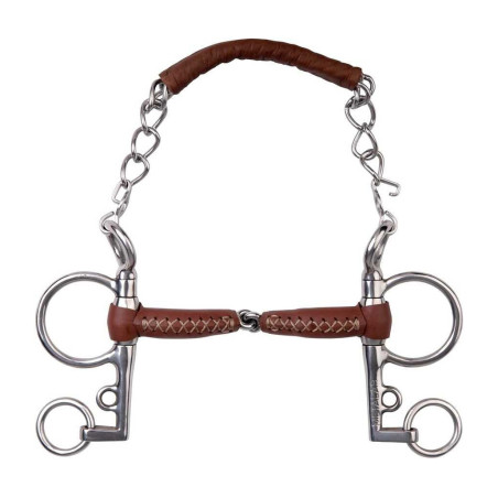 Pelham Metalab ongebroken leren mondstuk zonder knijpwerking