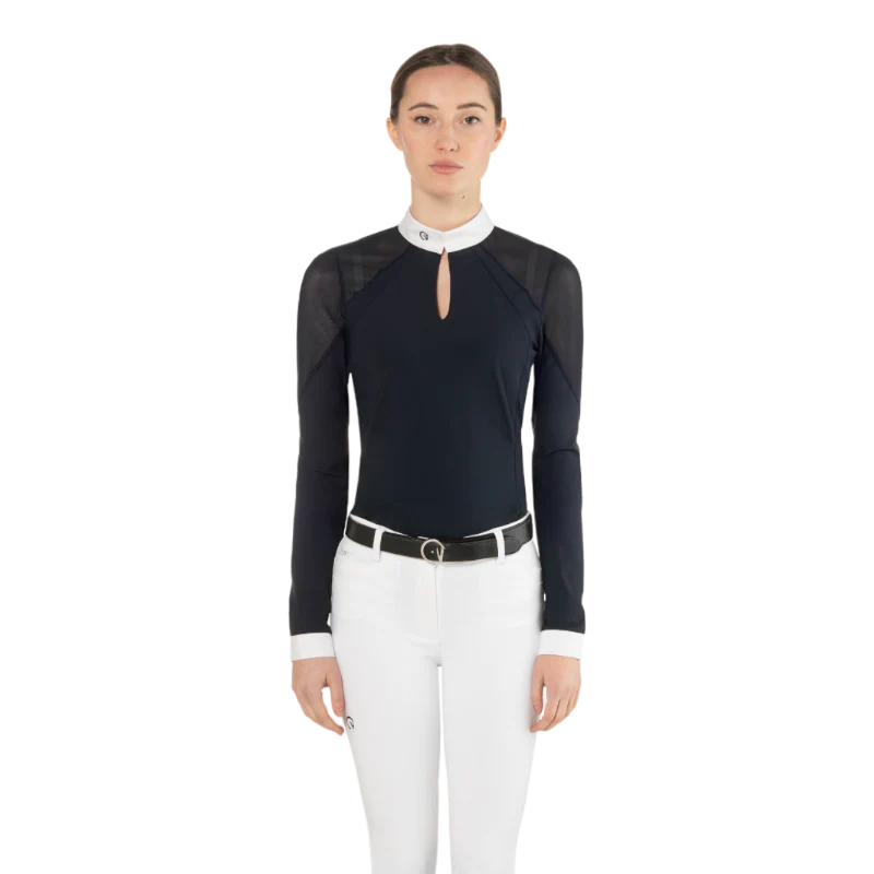 Wedstrijdpolo Teresa Ego7 dames met lange mouwen Marine Marineblauw