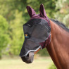 Shires FlyGuard Pro Deluxe vliegenmasker met oren en neus - Zwart kersenrood