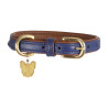 Shires Digby & Fox gewatteerde leren hondenhalsband - Marine