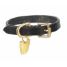 Shires Digby & Fox vlakke leren hondenhalsband - Zwart