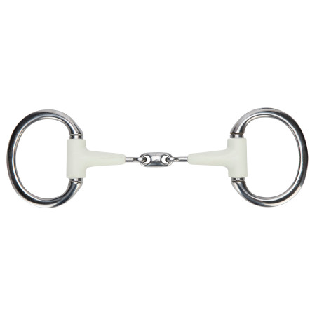 Shires EquiKind Softie olijftrens met platte ring en dubbele breuk