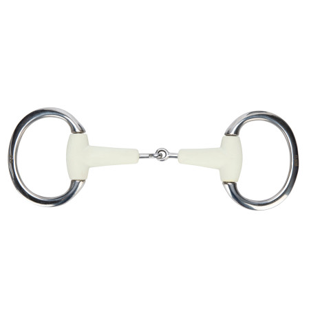 Shires EquiKind Softie dubbelgebroken olijfhoofdstelbit met platte schakel