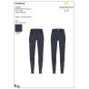 Damesbroek met full grip, hoge taille, logo in strass - Marineblazer