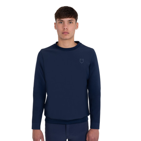 Technische heren sweater met ronde hals met inzetstukken van micro-mesh