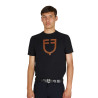 Basic T-shirt voor heren met glanzend logo - Wit / kersentomaat