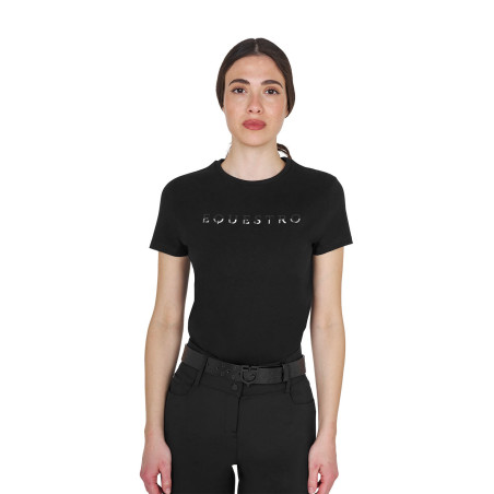 Dames T-shirt van katoen met gelamineerd logo