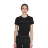 Dames T-shirt van katoen met gelamineerd logo - Zwart