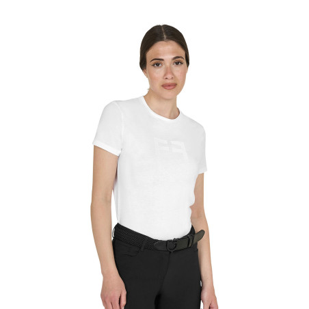 Basic dames T-shirt glanzend logo toon-op-toon