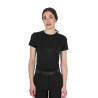 Basic dames T-shirt glanzend logo toon-op-toon - Zwart