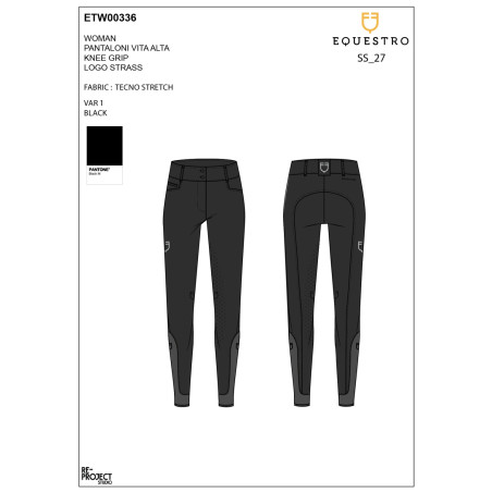 Damesbroek met hoge taille met stras-logo