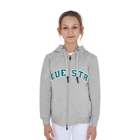 Kinderhoodie met rits en badstof-effect opschrift