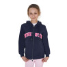 Kinderhoodie met rits en badstof-effect opschrift - Marine blazer / kamperfoelie