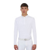 Wedstrijdpolo heren Equestro Ridertechnology lange mouw knopen - Wit