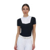 Dames wedstrijdpolo Equestro Ridertechnology met korte mouw - Wit/zwart