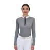 Wedstrijdpolo dames Equestro Ridertechnology lange mouw en rits - Spotlijster