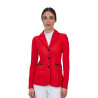Dames wedstrijdjas Equestro Ridertechnology met gelaste naden - Rood hoog risico