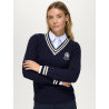 Roseville Dames Kabel V-hals Trui Tommy Hilfiger Equestrian - Ecru