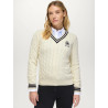 Roseville Dames Kabel V-hals Trui Tommy Hilfiger Equestrian - Ecru