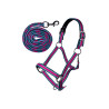 Manchester halsterset met musketon HKM - Magenta
