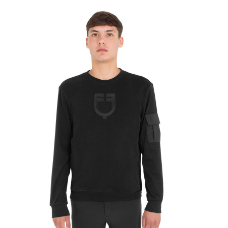 Heren fleece sweater met ronde hals met zijzak Equestro