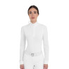 Wedstrijdpolo dames met lange mouwen geperforeerd Equestro - Wit