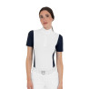 Wedstrijdpolo dames met korte mouwen en mesh inzetstukken Equestro - Marineblazer