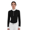 Dameswedstrijdpolo met lange mouwen met strass Equestro dames - Zwart