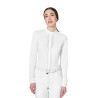 Dames wedstrijdpolo met overhemdkraag en strass Equestro - Wit