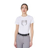 Dames T-shirt met Equestro-logo in folie - Wit / zilver