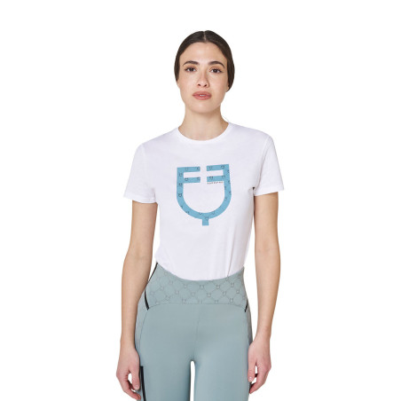 Dames T-shirt met fluwelen monogramlogo Equestro