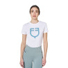 Dames T-shirt met fluwelen monogramlogo Equestro - Wit / leigrijs