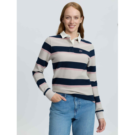 Sloane Stripe Rugbyshirt Stone LeMieux dames