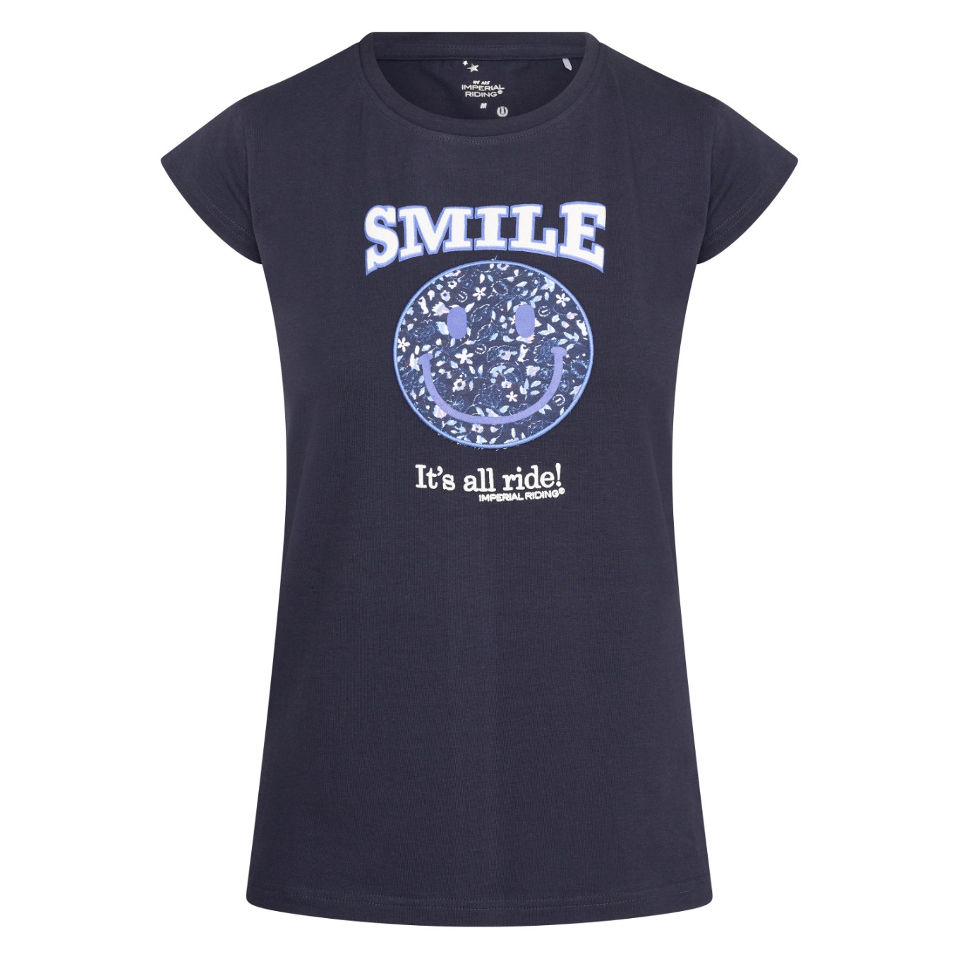 T-shirt Imperial Riding Smiley Bloemen Marineblauw