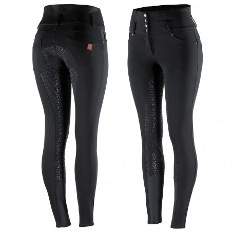 Paardrijbroek met hoge taille Tara siliconen full grip dames Horze