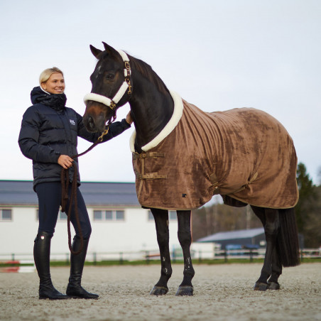 Lincoln fleece deken met nekrand van bont Horze