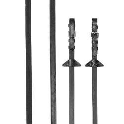 Rubberen / lederen teugels LeMieux Zwart / zilver
