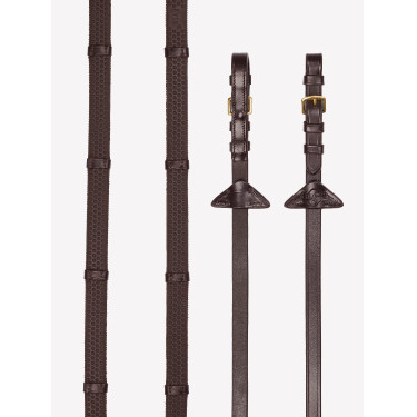 Zachte rubberen teugels met stops LeMieux Havana / messing Bruin