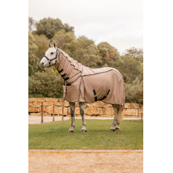 Combo vliegen-deken B Vertigo met afneembare halsbedekking en UV-bescherming Gemberkoekje Beige