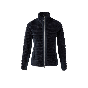 Gestreepte fleece paardrijjas Horze Della dames Donker marineblauw Gestreepte fleece paardrijjas Horze Della dames Donker marineblauw