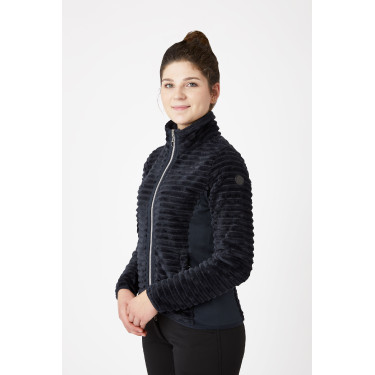 Gestreepte fleece paardrijjas Horze Della dames Donker marineblauw Gestreepte fleece paardrijjas Horze Della dames Donker marineblauw