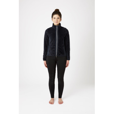 Gestreepte fleece paardrijjas Horze Della dames Donker marineblauw Gestreepte fleece paardrijjas Horze Della dames Donker marineblauw